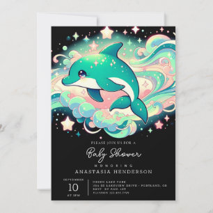Invitation Élégant Baby shower dauphin