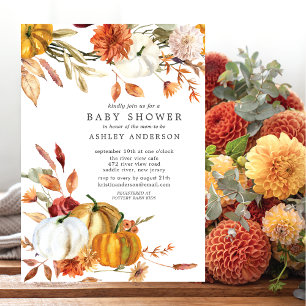 Invitation Élégant Baby shower d'automne fleuri
