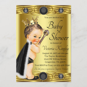 Invitation Élégant Baby shower de bijoux Black Gold Prince