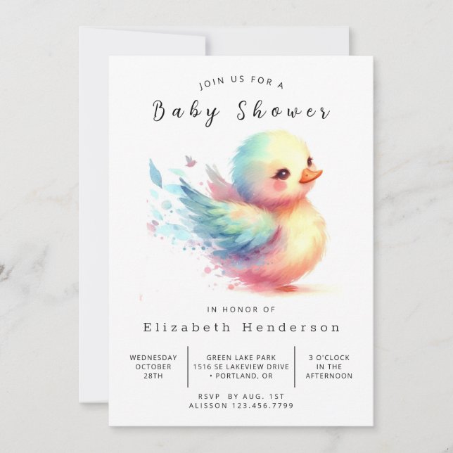 Invitation Élégant Baby shower de canard modifiable (Devant)