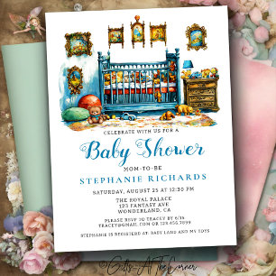 Invitation Élégant Baby shower de chambre en crèche bleu Boho