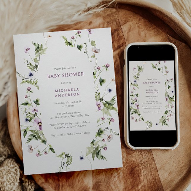 Invitation Elégant Baby shower de couronnes florales aquarell (Créateur téléchargé)