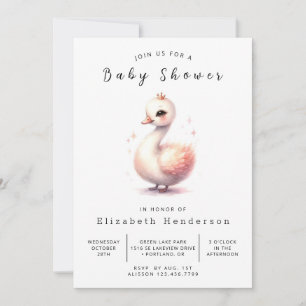 Invitation Élégant Baby shower de cygne imprimable