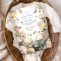 Elégant Baby shower de cygnes aquarelles