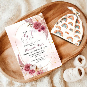 Invitation Élégant Baby shower de fille Citrouille rose