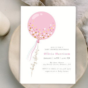 Invitation Élégant Baby shower de fille en ballons roses