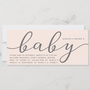 Invitation Élégant Baby shower de fille rose pâle