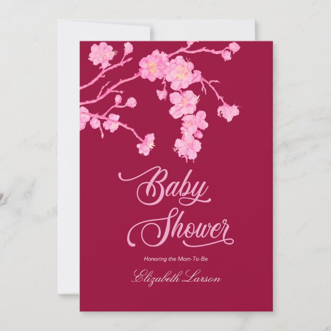 Invitation Elégant Baby shower de fleurs de cerises Sakura (Devant)