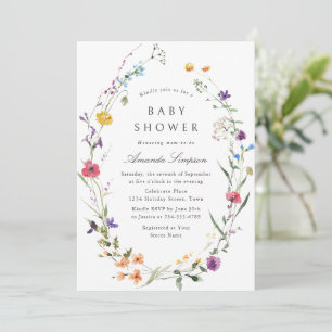 Invitation Elégant Baby shower de Fleurs Sauvages Aquarelles