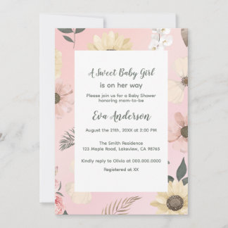 Invitation Elégant Baby shower de fleurs tropicales Invitatio