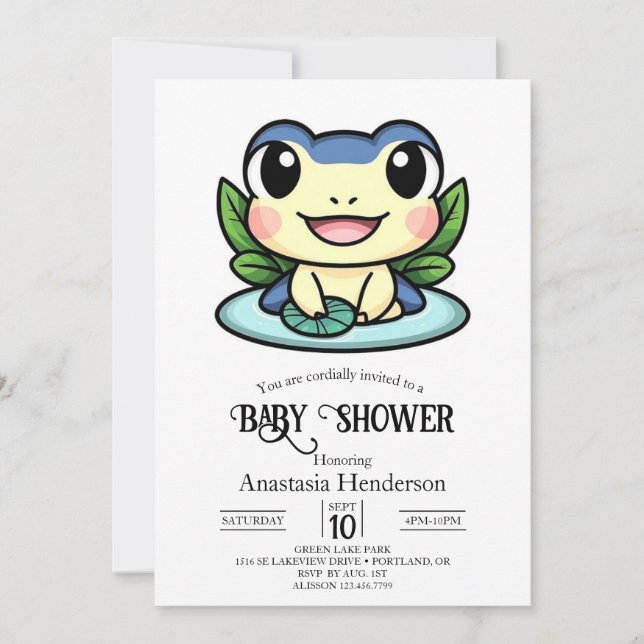 Invitation Élégant Baby shower de grenouille magique (Devant)