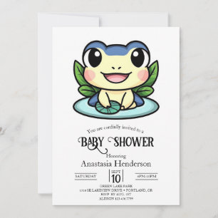 Invitation Élégant Baby shower de grenouille magique