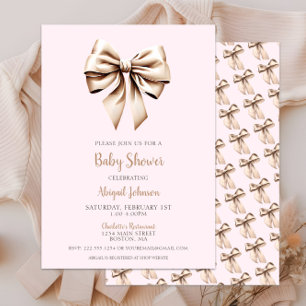 Invitation Élégant Baby shower de la coquette beige rose