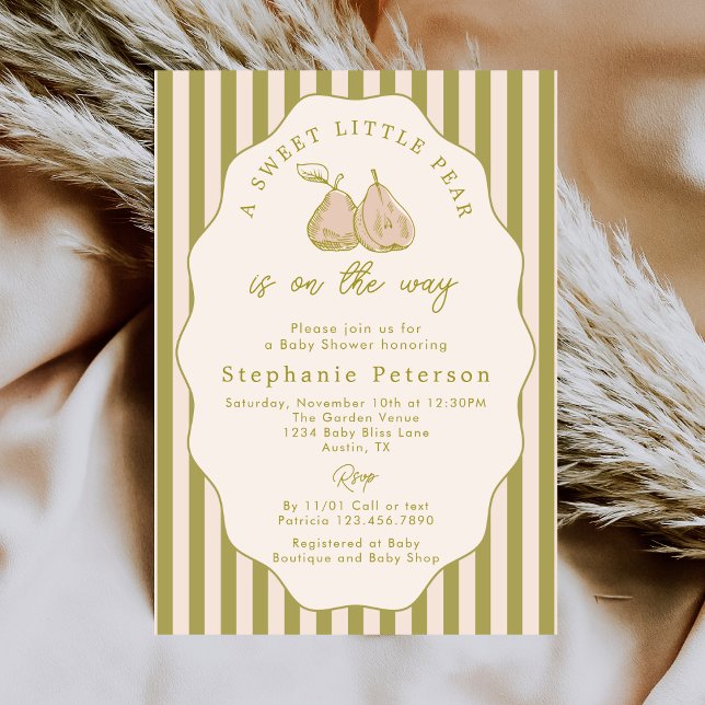 Invitation Elégant Baby shower de la petite fille de poire (Créateur téléchargé)