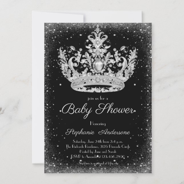 Invitation Elégant baby shower de la Petite Princesse (Devant)