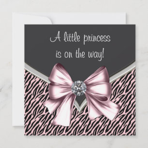 Invitation Élégant Baby shower de la princesse rose Zebra