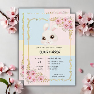 Invitation Elégant Baby shower de lapin blanc moderne