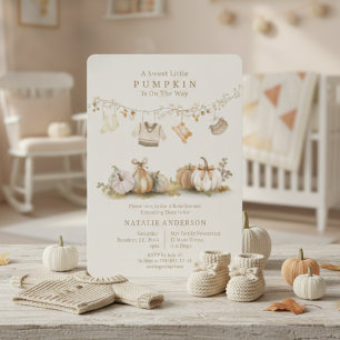 Invitation Élégant Baby shower de linge de Citrouille petit g