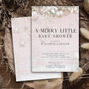 Invitation Élégant baby shower de noël d'hiver rose