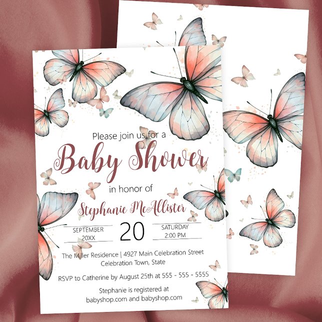 Invitation Élégant Baby shower de papillons Pastel Whimsical (Créateur téléchargé)