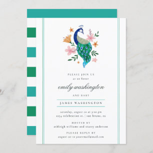 Invitation Élégant Baby shower de Peacock Watercolor