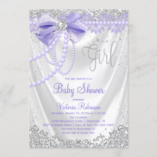 Invitation Élégant Baby shower de perruque de Diamond Purple