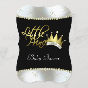 Invitation Élégant Baby shower de Petit Prince Noir et Or
