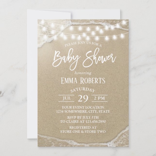 Invitation Élégant Baby shower de plage d'été (Devant)