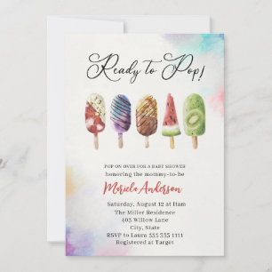 Invitation Elégant Baby shower de Popsicle aquarelle
