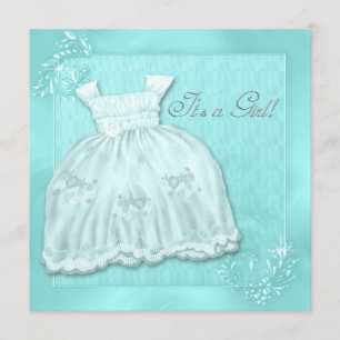 Invitation Elégant Baby shower de robe bleu Turquoise