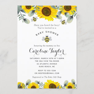 Invitation Élégant Baby shower de tournesols comme Can Bee