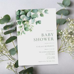 Invitation Elégant Baby shower de verdure Eucalyptus