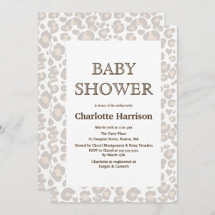 Invitation Elégant Baby shower d'impression Taupe & Blanc Che