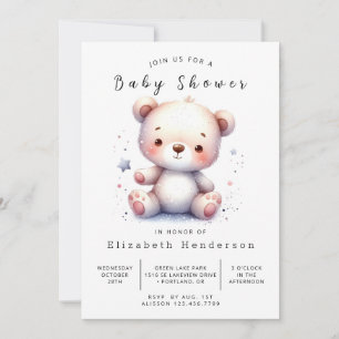 Invitation Élégant Baby shower d'ours en ligne