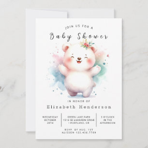 Invitation Élégant Baby shower d'ours numérique