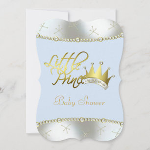 Invitation Élégant Baby shower du Petit Prince Bleu et Or