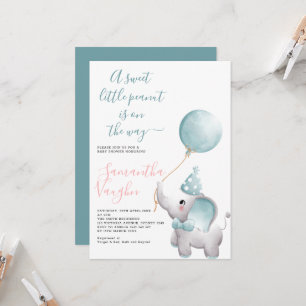 Invitation Elégant Baby shower Eléphant Petit Arachide