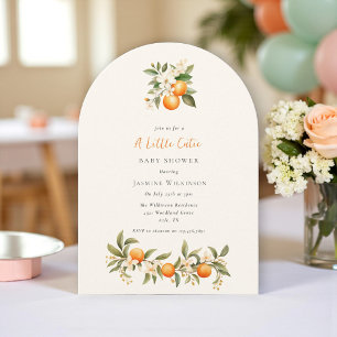 Invitation Elégant Baby shower en fleurs orange