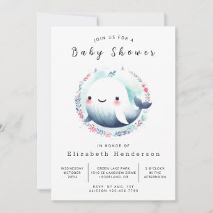 Invitation Élégant Baby shower en ligne baleine