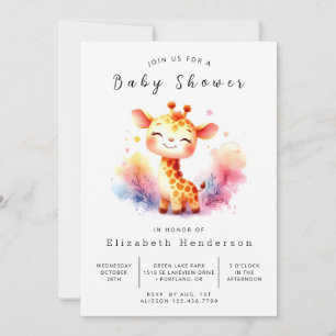Invitation Élégant Baby shower en ligne de la Giraffe