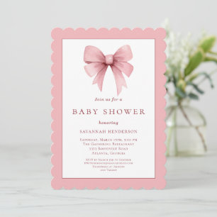 Invitation Élégant Baby shower en ruban rose