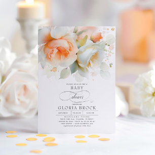 Invitation Élégant Baby shower en terre cuite douce Floral Bo