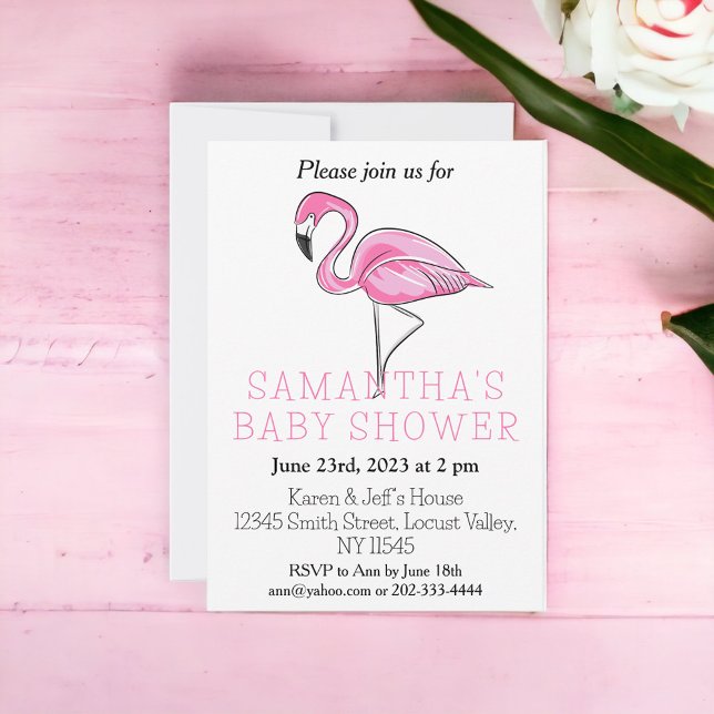 Invitation Élégant Baby shower Flamant rose rose moderne (Créateur téléchargé)