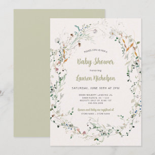 Invitation Élégant baby shower Fleur sauvage Petite