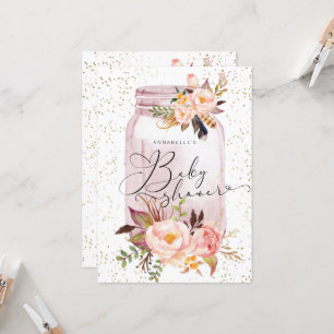 Invitation Élégant Baby shower Floral