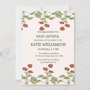 Invitation Elégant baby shower floral anthurium ajouter des d