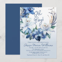Elégant Baby shower Floral d'hiver bleu