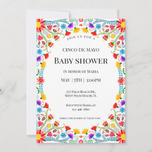 Invitation Élégant Baby shower Floral Mexicain Cinco De Mayo