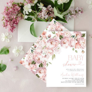 Invitation Élégant Baby shower Floral Moderne Fille