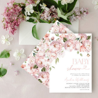 Invitation Élégant Baby shower Floral Moderne Fille